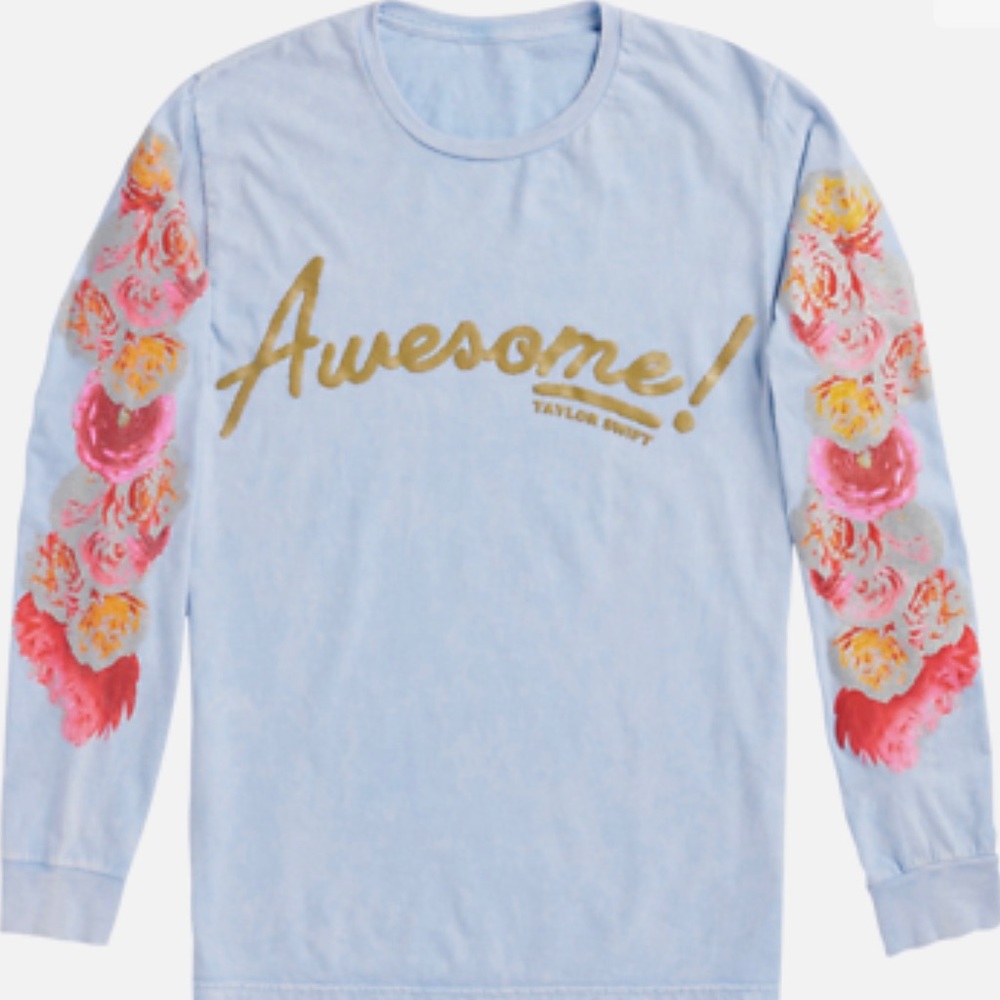 Taylor Swift Awesome Glitter Floral Print T Shirt